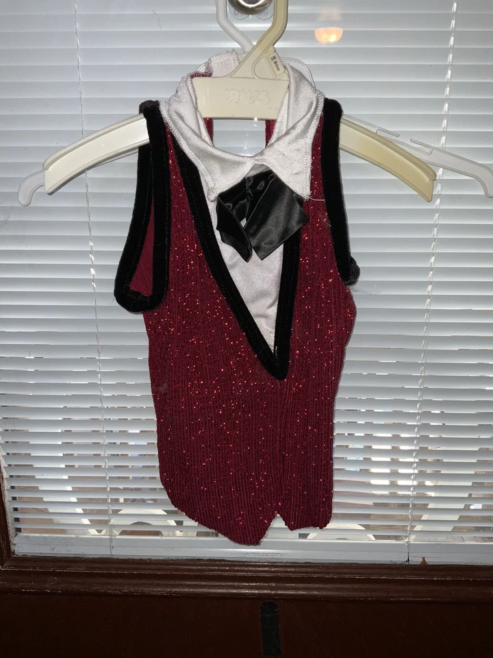 ArtStone Costume Lot of 6 Style 0137 XSC/SC Sparkly Deep Red Black Trim Top - Image 1 of 4