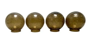 Set of 4 Rare Vintage Cracked Glass Ball Dark Amber Glass Shades - Picture 1 of 7