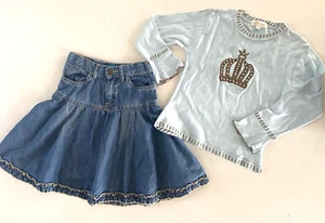 Boutique Trish Scully Pearl Top 7 & Childrens Place TCP Denim 6X 7 Skirt Bundle - Picture 1 of 12