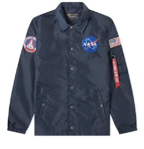 GIACCA COACH ALPHA INDUSTRIES NASA CAPPOTTO BLU NAVY