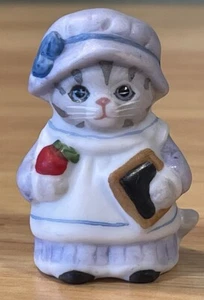 Vintage Kitty Cucumber One Plus One Thimble B.S. Schmid Figurine Blue Dress - Picture 1 of 6