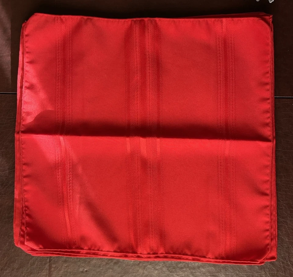 Set Of 7  Medium weight Bright Holiday Red Polyester Dinner Napkins 17" Square - Image 1 of 4