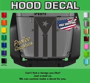 Hood Decal Fits Jeep Wrangler H-179 - Blackout (Puerto Rico Flag) - Picture 1 of 3