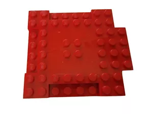 LEGO New Red Modified Brick 8 x 8 with 1x4 Indentations and 1x4 Plate Piece - Picture 1 of 1