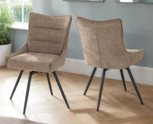 Lewis 2 Swivel Chairs Set Fawn Fabric Priced Per pair - Picture 1 of 10