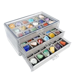 Display Case Box Rock Collection Crystal Shelf For Kids Gemstone Fossil - Picture 1 of 1