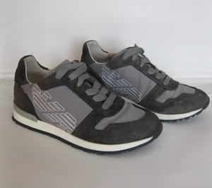 Armani Junior Eagle Logo Canvas & Suede Sneaker Turnschuhe Grau UK 11 EUR 29 - Bild 1 von 7