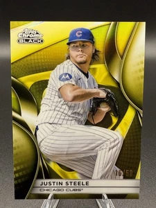 2025 Topps Black Chrome Justin Steele Gold Refractor #16/50 Chicago Cubs - Picture 1 of 3