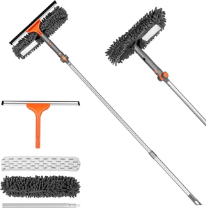 Window Squeegee Cleaner Set 2-In-1 Window Cleaning Tool with Extendable Pole, Wi - Picture 1 of 12