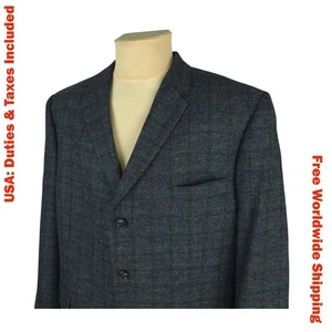 M&S Moon Mens Gray Wool Check Tweed Blazer Jacket Size 122 cm / 48 in - Picture 1 of 15