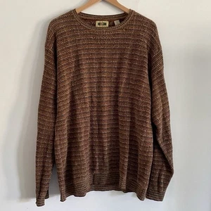 Vintage Joseph Abboud Mens Knit Sweater XL Wool Blend Crew Neck Blue Brown - Picture 1 of 11