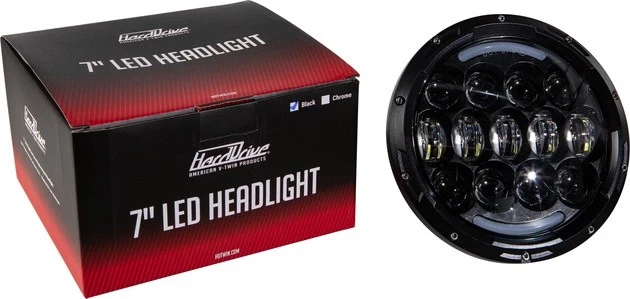 HardDrive 7" Osram LED Headlight w/ Daytime Running Light for Harleys Black 105W Foto 1 de 1
