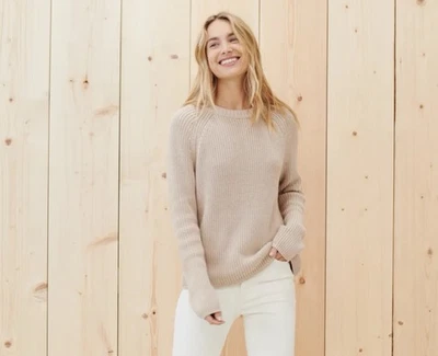 Jenni Kayne 100% Algodón Pescador Suéter Cuello Redondo Avena Talla Pequeña Foto 1 de 4