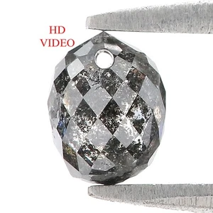 1.20 CT Natural Loose Briolette Diamond 6.20 MM Salt And Pepper Diamond LQ5676 - Picture 1 of 8