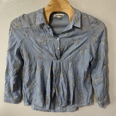 Blusa para mujer Hope Springs talla XXL azul bordada boho campesina manga larga Foto 1 de 4