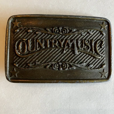 Hebilla de cinturón de música country de Indiana metal artesanal latón occidental años 70 vintage Foto 1 de 4