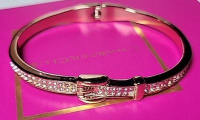 Premier Designs "Marvel" Rose Gold Tone Hinged Bangle Bracelet - Image 1 of 4