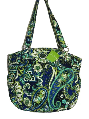 VERA BRADLEY Glenna Satchel Purse - Rhythm & Blues - Green Lots of Pockets - NWT - Image 1 of 4