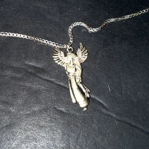Vintage Native American Shube Sterling Silver Angel Pendant Necklace 24” - Picture 1 of 9