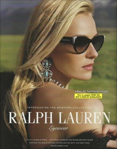 RALPH LAUREN Eyewear 1-Page PRINT AD 2013 VALENTINA ZELYAEVA Western Collection - Picture 1 of 1