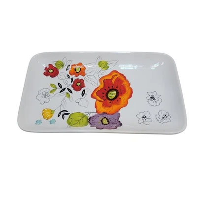Laurie Gates Amapolas Luxe Artland Floral Rectangular Bandeja para Servir Foto 1 de 4