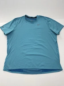 Nike Women’s Dri-Fit Running T-shirt XL Short Sleeves Logo Mesh Lightweight Blue - Picture 1 of 8
