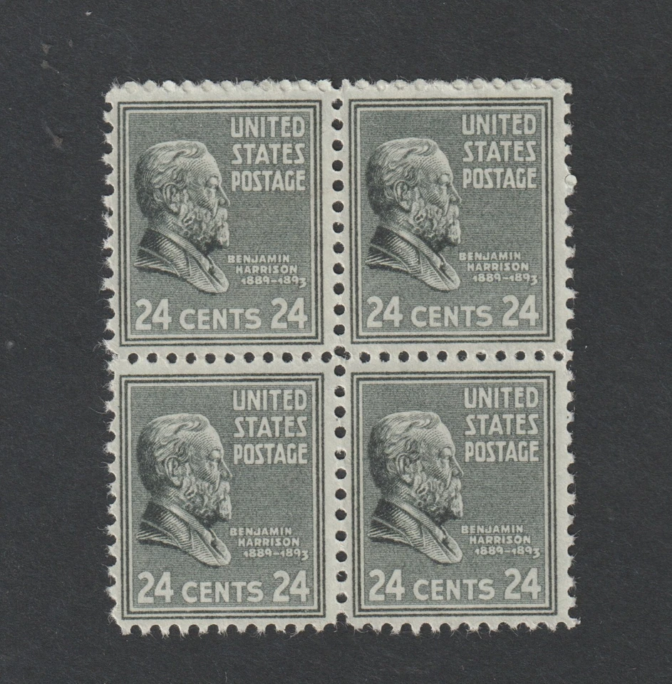 US 1938 Scott #828, Block of 4,  24 cent Prexi Benjamin Harrison OG, MNH - Image 1 of 1