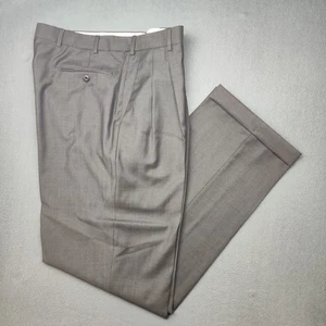 Zanella Pants Men 35x34 Gray Pleated Austin Wool Dress Trousers Suit Stretch - Picture 1 of 12