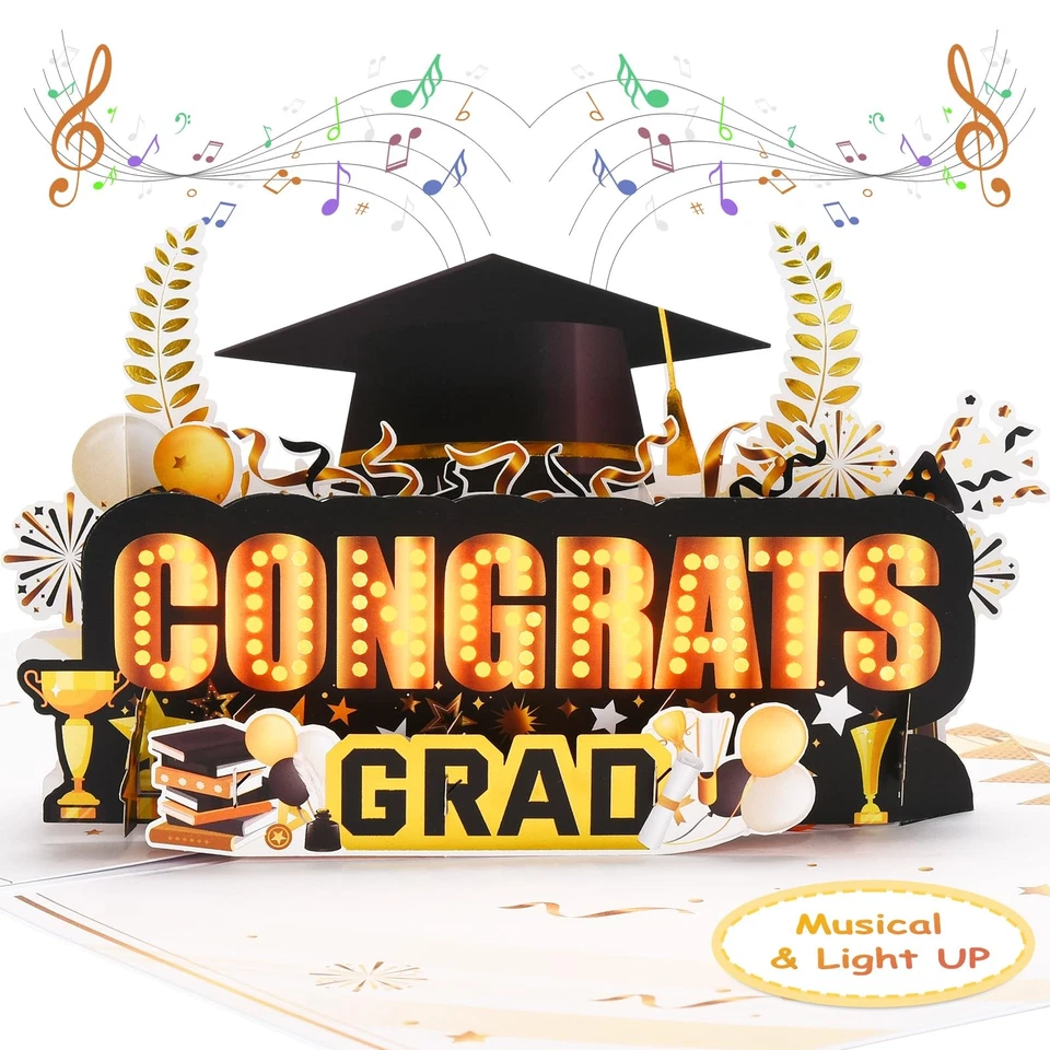 Tarjetas de graduación, tarjeta de felicitación emergente grado 2025 con luces y música... Foto 1 de 4