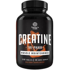 Natures Craft High Strength Tri Phase Creatine Tablets for Women & Men  120ct - Picture 1 of 9