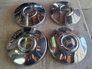 4 Vintage OEM Genuine Ford Hub Center Caps Rim Chrome 11 3/8" Dia. Foac-1130-aa - Picture 1 of 17