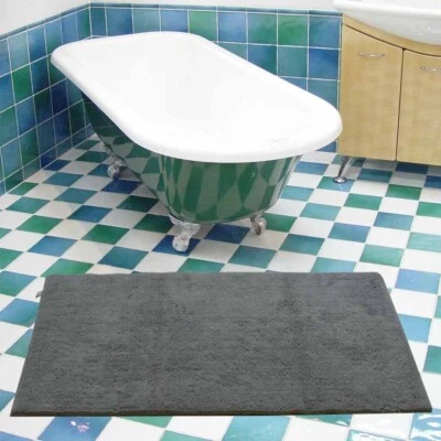 Badteppich Rhomtuft Pur Badezimmerteppich Badläufer 100% Baumwolle Kiesel Grau - Bild 1 von 4