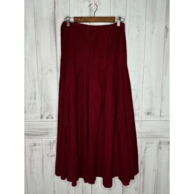 FREE PEOPLE X CP SHADES LILY ELASTIC MAROON BABY CORD CORDUROY MAXI SKIRT XS - Image 1 of 4
