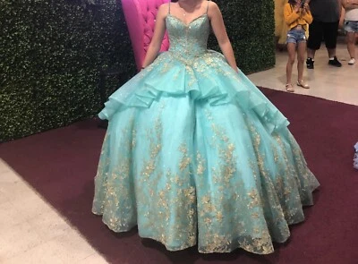 quinceanera dress teal/mint - Image 1 of 2