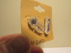 Orecchini Aura Quarzo Trasparente! Set unico 23 mm / .93"! Borchia Post! - Foto 1 di 2