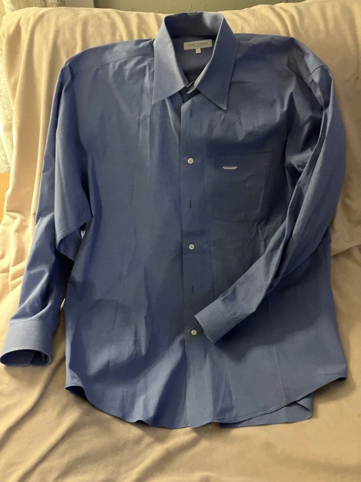 Мужская рубашка с длинным рукавом ALEX CANNON большая синяя повседневная рубашка на пуговицах - Изображение 1 из 3