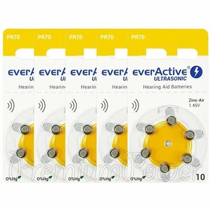 30 cells x everActive Hearing aid 10 Size batteries Zinc Air PR70 1.45V - Picture 1 of 2