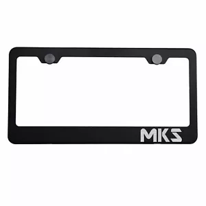 Tapa de tornillo de metal grabado con láser negro mate marco de placa plateada MKS - Imagen 1 de 8