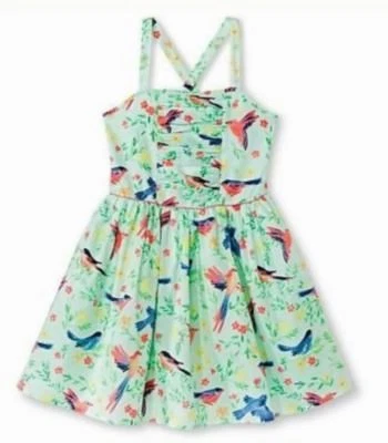 Vestido Cherokee para niñas sin mangas con estampado de pájaros de jade a la luz de la luna talla XS 4-5 (3417) Foto 1 de 2