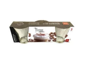 Set 3 Tazze Cappuccino in Vetro Bombom con Manico in Metallo 23 cl - Foto 1 di 1