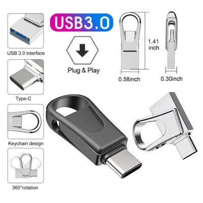 32GB 64GB 128GB Type-C Dual OTG USB 3.0 Flash Drive Mini Waterproof Memory Stick - Image 1 of 4