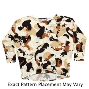 SMALL LINDA LuLaRoe ~ BROWN & TAN PATTERN ~ Batwing Dolman Top; Sizes 4-6 - Picture 1 of 4