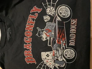 DRAGONFLY TEE SHIRT BLACK ROADHOUSE Poker dice wolf XL - Picture 1 of 1