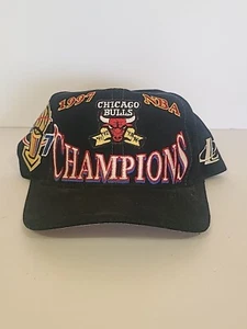 Vintage Chicago Bulls 1997 NBA Championship Logo Athletic Snapback Hat Black Cap - Picture 1 of 9
