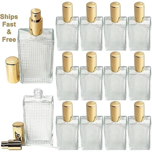 100ml 3.3oz perfume front grid glass spray bottles gold atomizer refillable - Picture 1 of 7