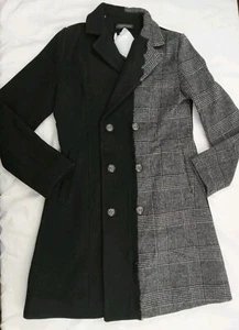 S·DEER Womens Coat with Plaid Patch Style Wool Blend Winter Coat Size Small - Picture 1 of 14