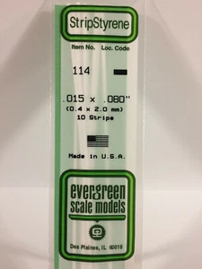 NEW Evergreen Scale Models #114 Strip Styrene .015 x .080 x 14 in 10 Pk - Picture 1 of 3