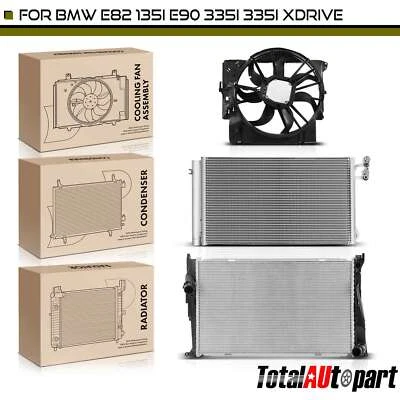 Комплект радиатора и конденсатора переменного тока и вентилятора охлаждения для BMW E82 135i 2008-2013 E90 335i - Изображение 1 из 4