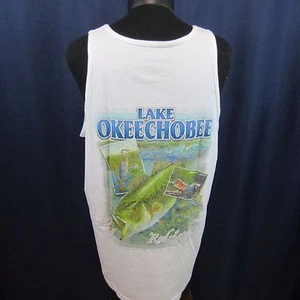 Camiseta sin mangas blanca pequeña Reel Legends Lake Okeechobee Bass Fish nueva - Imagen 1 de 7