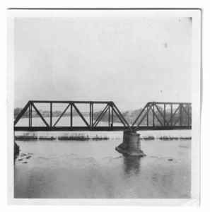 Vintage 1920er 1930er Foto Brücke über Ohio schwarz-weiß glänzend 3,5 x 3,5 Zoll - Bild 1 von 2